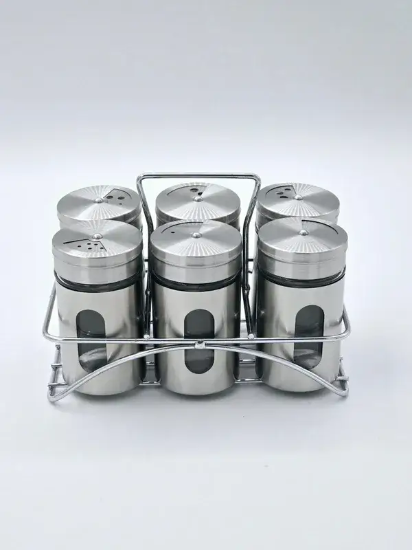 6 צנצנות תבלינים 140 מ"ל כולל מעמד