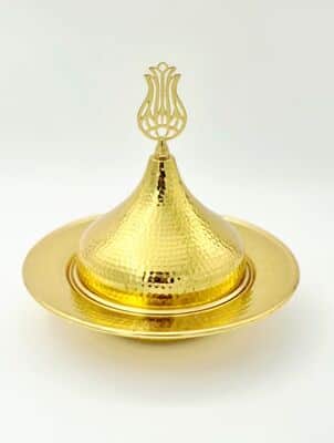 טאג'ין מיצרי אותנטי קוטר 24 מתכת מוזהבת