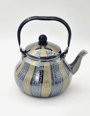 קומקום אמייל אותנטי שחור זהב