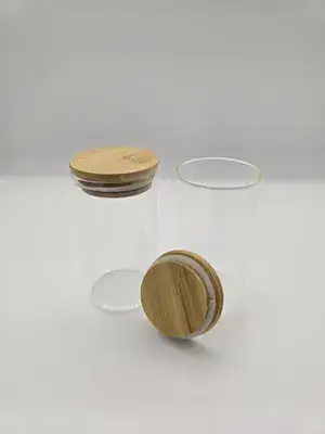 צנצנת תבלינים מכסה במבוק 350 מ"ל