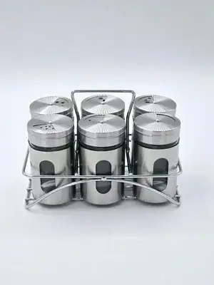 6 צנצנות תבלינים 140 מ"ל כולל מעמד