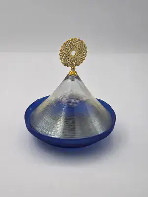 מיני טאג'ין זכוכית כחול לחמאה/דבש