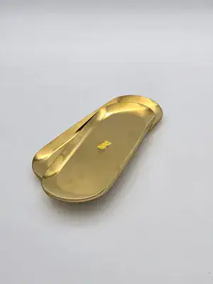 צלחת אובלית להגשה זהב 23/9 ס"מ