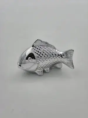 דג כסף מחרס לעיצוב שולחן החג 11 ס"מ