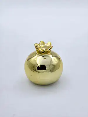 רימון זהב מחרס לעיצוב מרכז שולחן 9 ס"מ