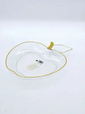 קערת הגשה פלסטיק בצורת תפוח פס זהב