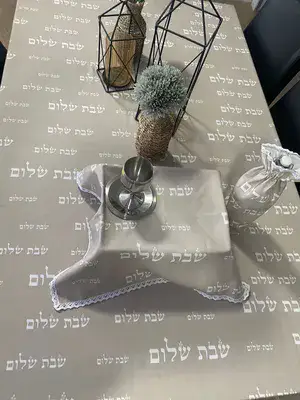 מפת שולחן "שבת שלום" 2.5 מטר צבע חאכי